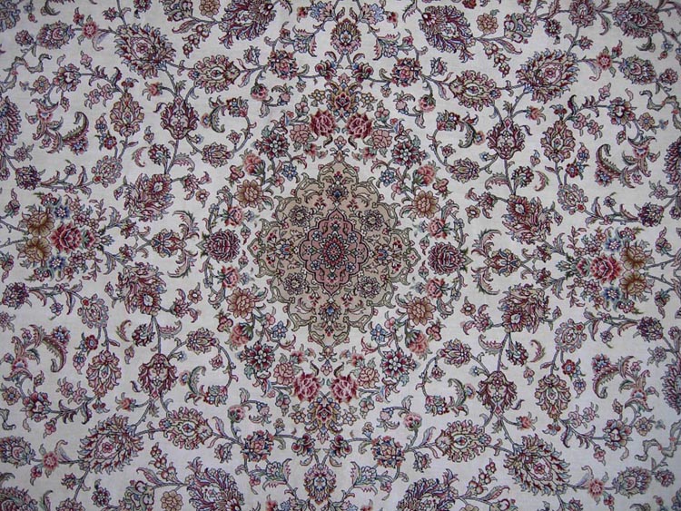 hand-made silk carpet central medallion