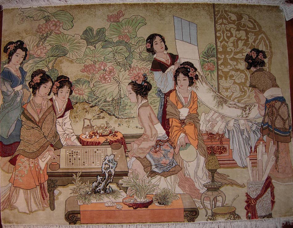 ancient Chinese ladies beauties sil wall hanging
