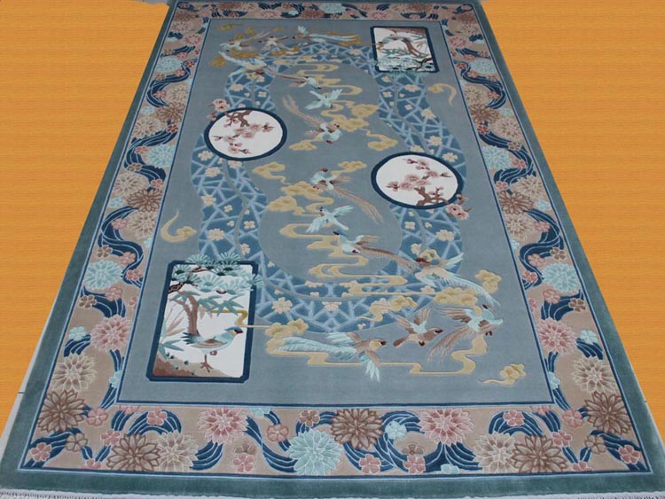 embossed chinese style carpet with birds and flowers design 