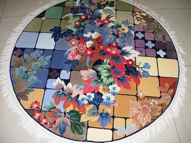 round shape peony design carpet