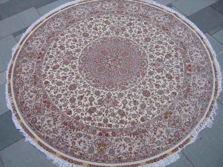 round  shape silk and wool carpet