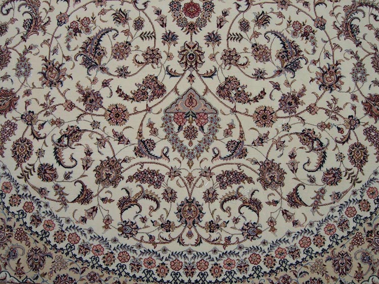 ivory color nain design silk and wool rug