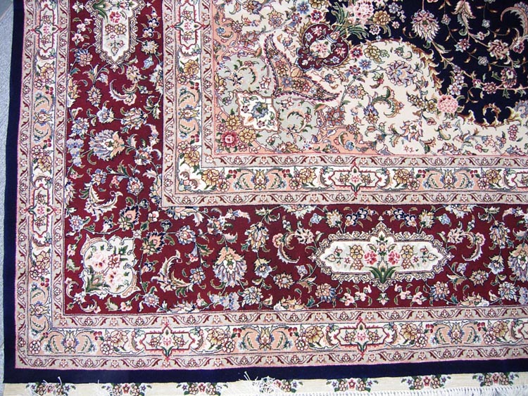 silk and wool carpet red border