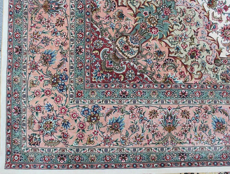 the corner of hand-made persian silk carpet