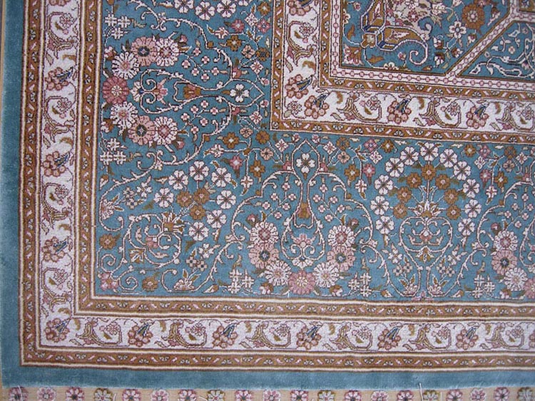 one corner of hand-made persian silk carpet
