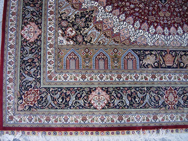picture of one corner of persian silk rug