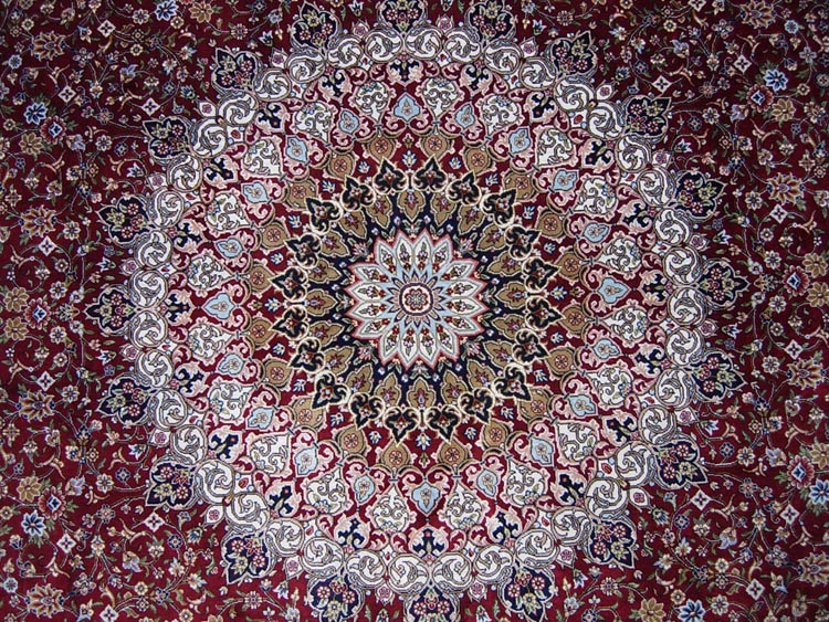 central medallion on persian silk rug
