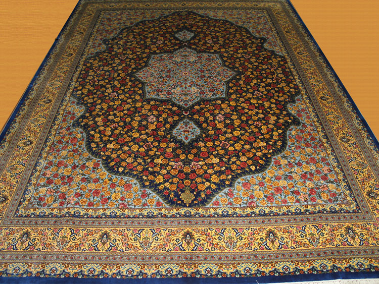 tabriz design silk rug