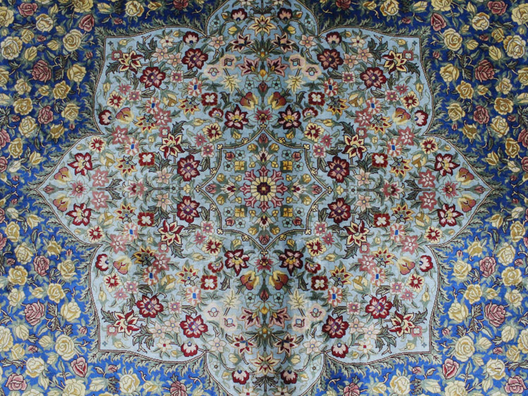 Tabriz silk rug medallion