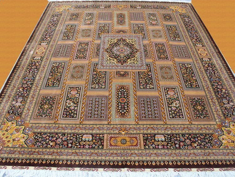 geometrical layout silk carpet
