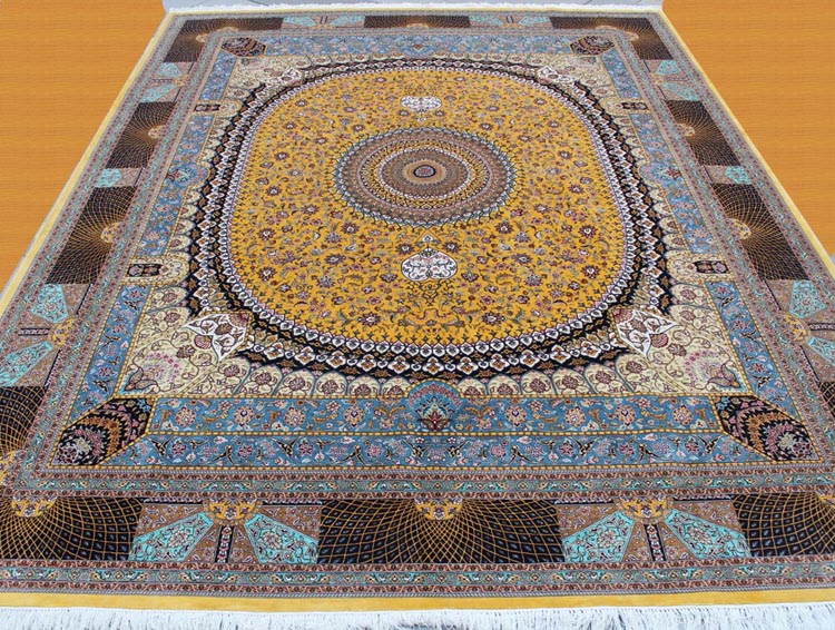 isfahan design silk rug