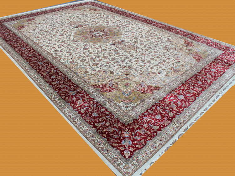 tabriz design silk rug