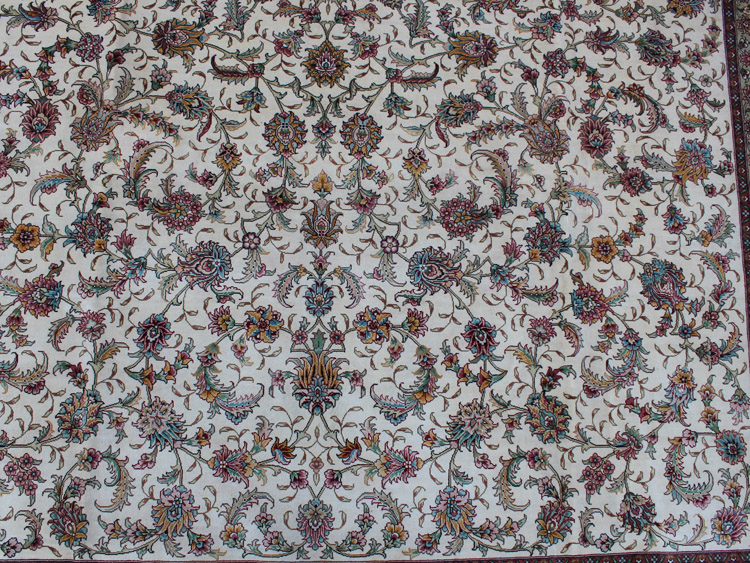 big size silk carpet white field