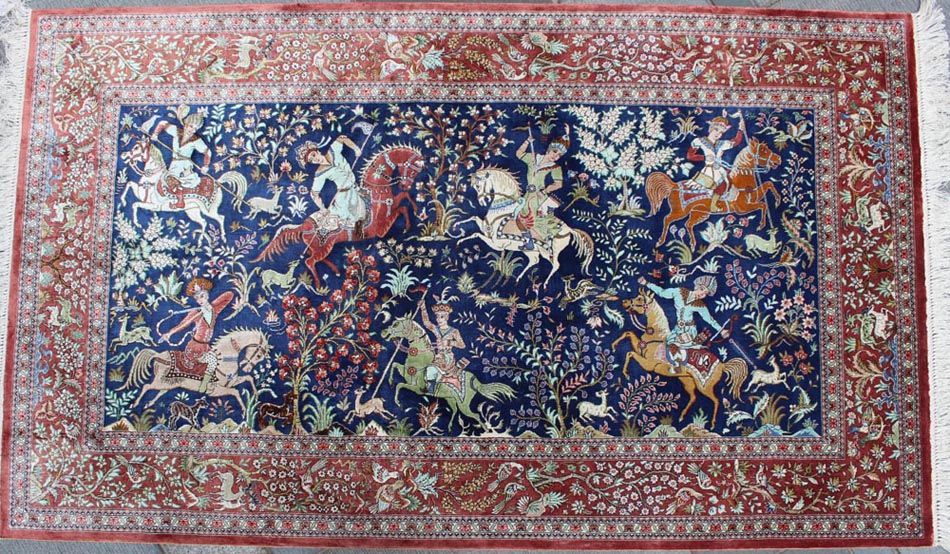 hunting design silk tapestry