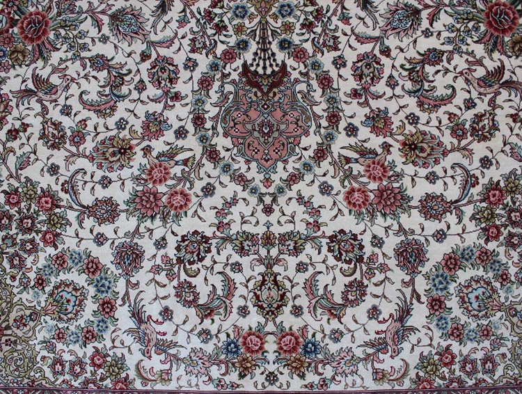 floral design on persian silk rug